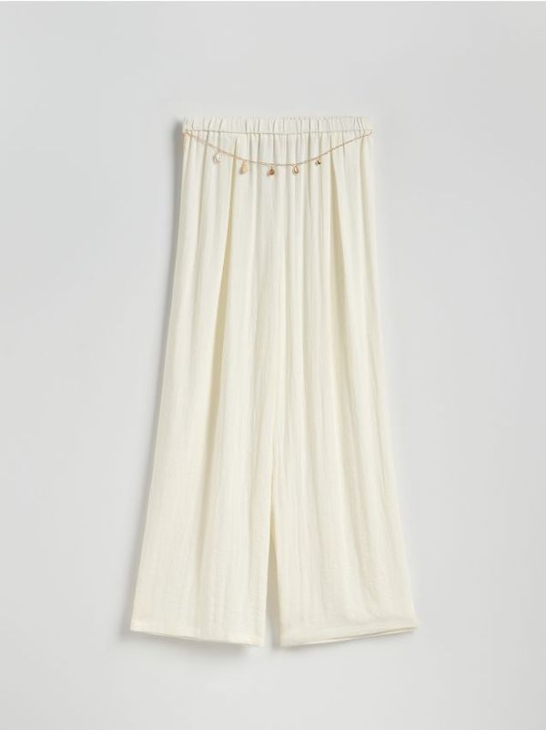 Reserved Reserved - LADIES` TROUSERS & BELT - krem