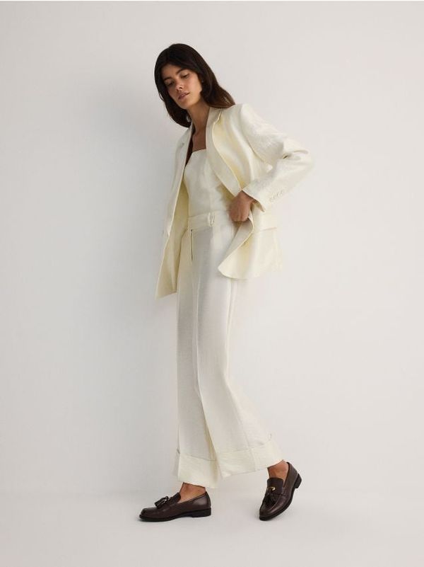 Reserved Reserved - LADIES` TROUSERS - krem