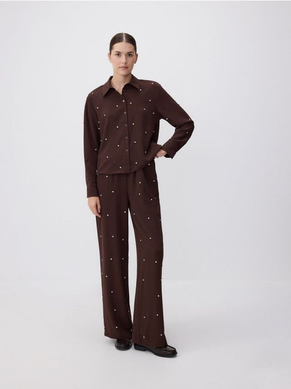 Reserved Reserved - LADIES` TROUSERS - tamnosmeđe