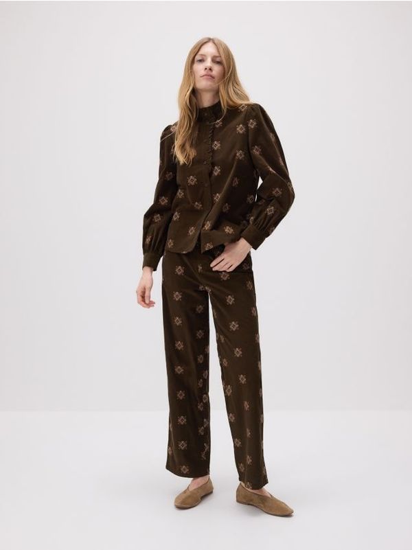 Reserved Reserved - LADIES` TROUSERS - tamnosmeđe