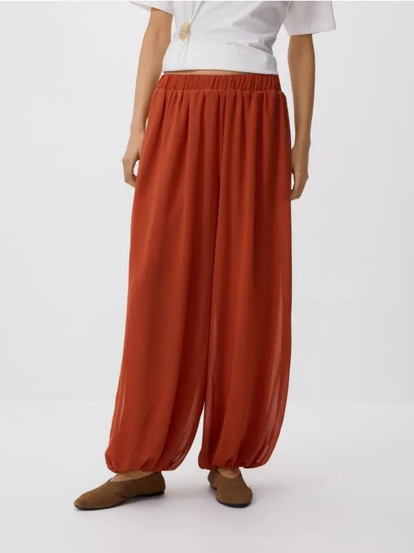 Reserved Reserved - LADIES` TROUSERS - zlatnosmeđe