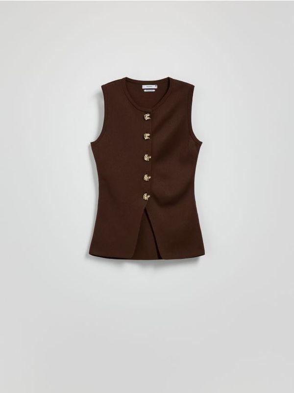 Reserved Reserved - LADIES` VEST - tamnosmeđe