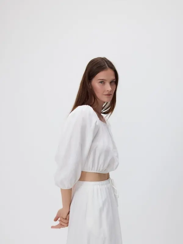 Reserved Reserved - Lanena bluza - bijela