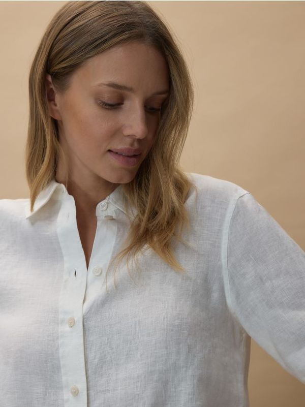 Reserved Reserved - Lanena košulja - bijela