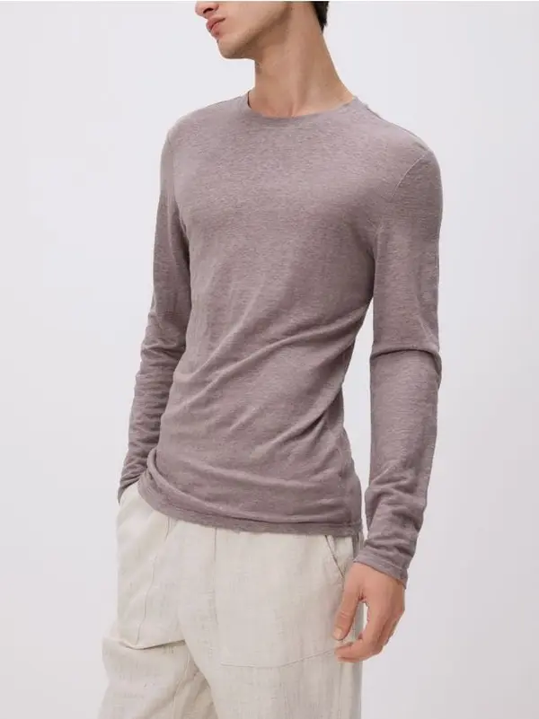 Reserved Reserved - Laneni longsleeve - boja kave