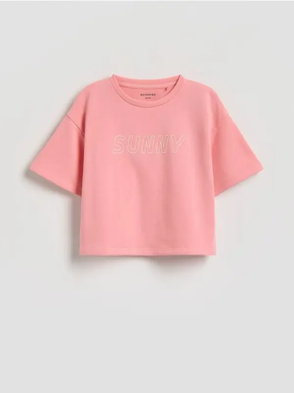 Reserved Reserved - Ležerni t-shirt s printom - boja breskve