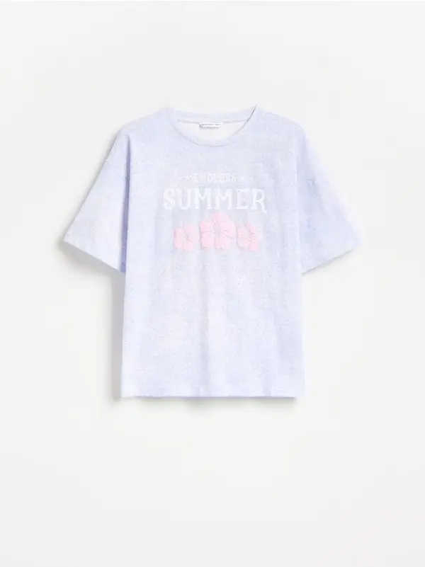 Reserved Reserved - Ležerni t-shirt s printom - boja lavande