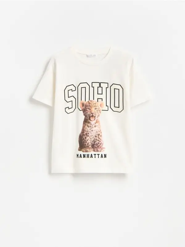 Reserved Reserved - Ležerni t-shirt s printom - krem