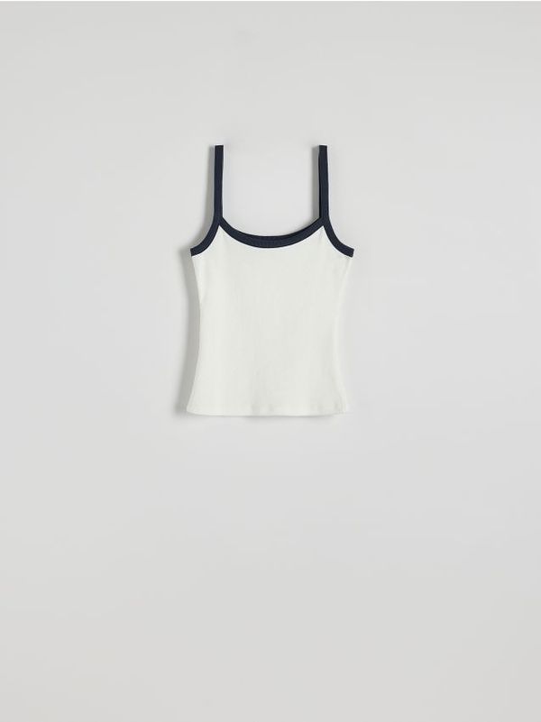 Reserved Reserved - Majica bez rukava s kontrastnim rubom - krem