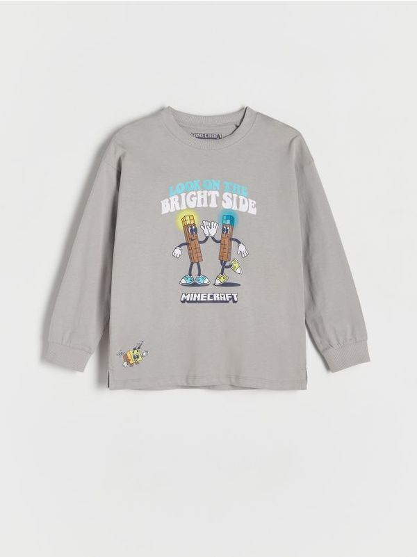 Reserved Reserved - Majica dugih rukava Minecraft - svijetlo siva