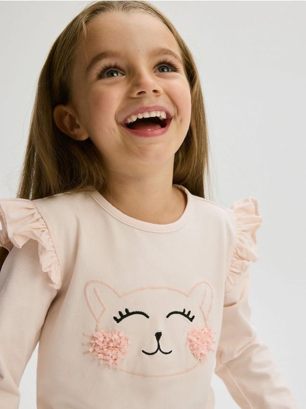 Reserved Reserved - Majica dugih rukava s aplikacijom - pastelnoružičasto