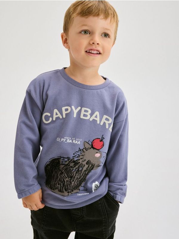 Reserved Reserved - Majica dugih rukava s printom - steel blue