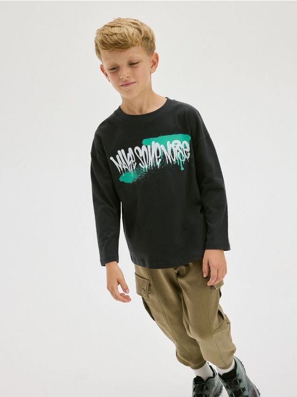 Reserved Reserved - Majica dugih rukava s printom - tamnosivo