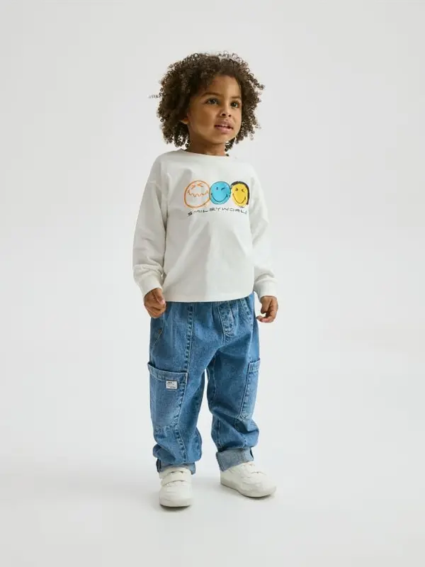 Reserved Reserved - Majica dugih rukava SmileyWorld® - krem
