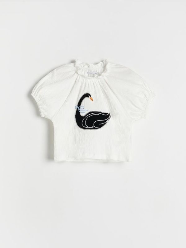 Reserved Reserved - Majica kratkih rukava s aplikacijom - krem