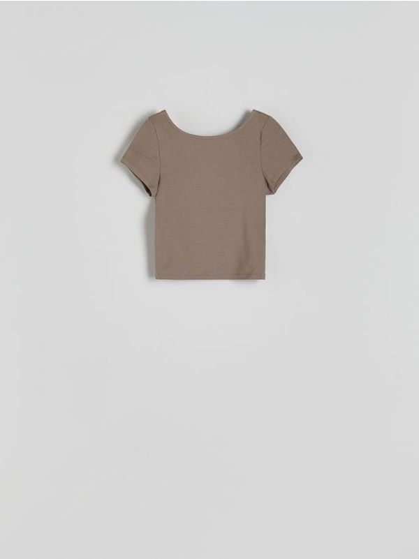 Reserved Reserved - Majica kratkih rukava s otvorenim leđima - svjetlomaslinasto