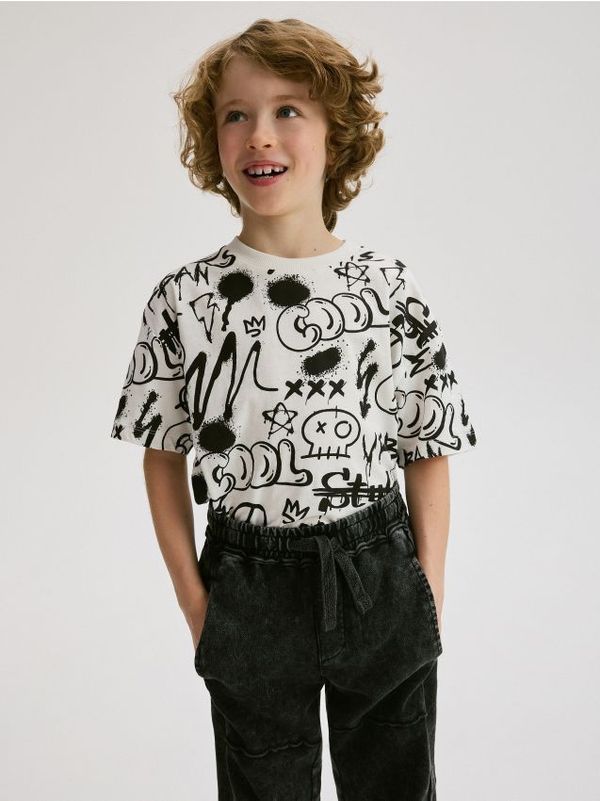 Reserved Reserved - Majica kratkih rukava s printom - boja kože