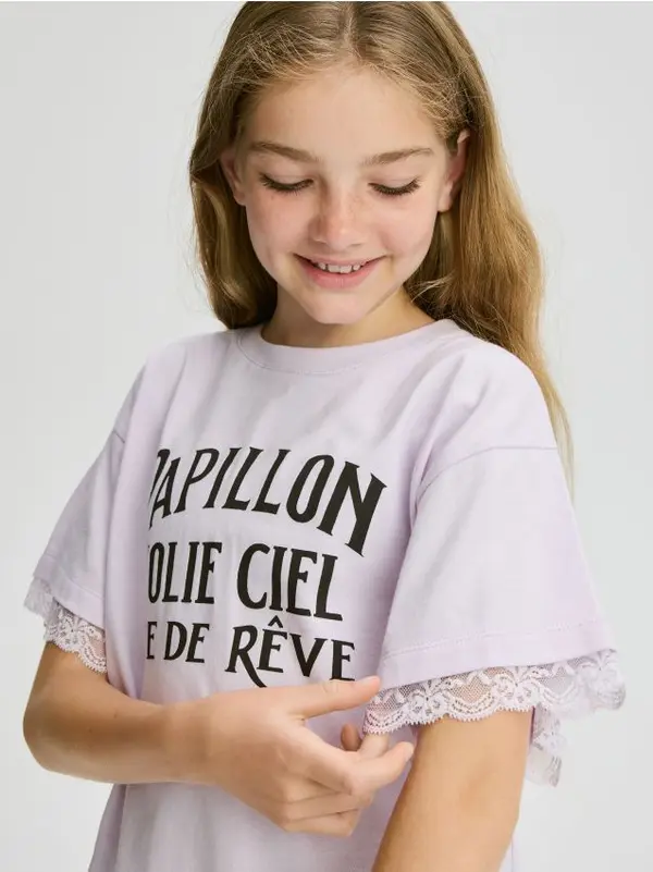 Reserved Reserved - Majica kratkih rukava s printom - boja lavande