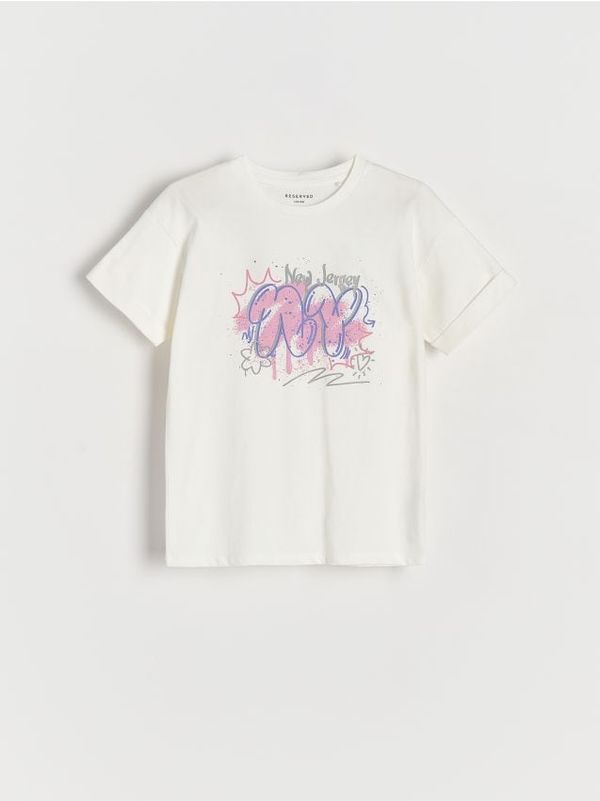 Reserved Reserved - Majica kratkih rukava s printom - krem