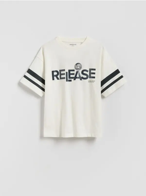 Reserved Reserved - Majica kratkih rukava s printom - krem