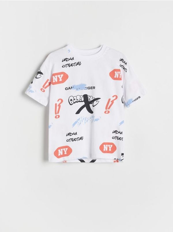 Reserved Reserved - Majica kratkih rukava s printom - krem