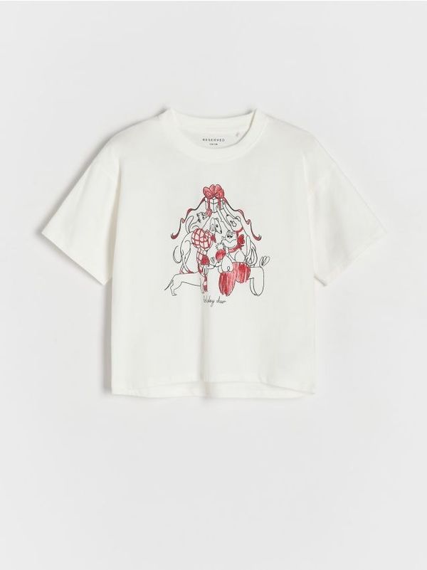 Reserved Reserved - Majica kratkih rukava s printom - krem