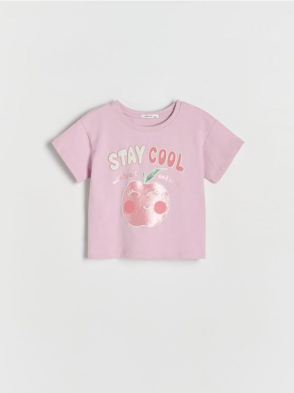 Reserved Reserved - Majica kratkih rukava s printom - pastelnoružičasto