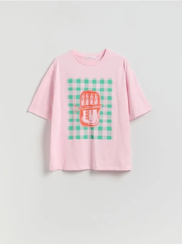 Reserved Reserved - Majica kratkih rukava s printom - pastelnoružičasto