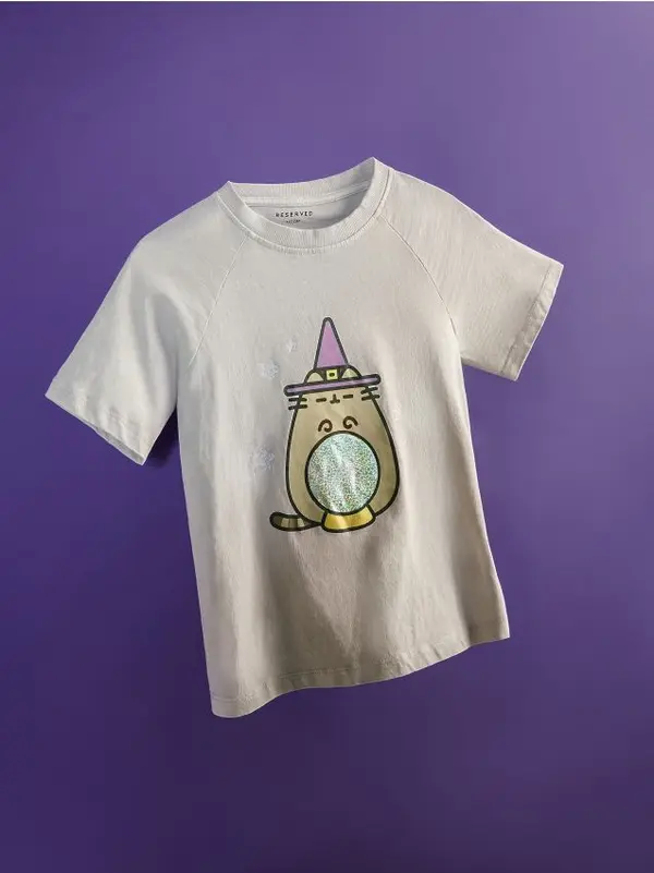 Reserved Reserved - Majica kratkih rukava s printom Pusheen - svijetlo siva