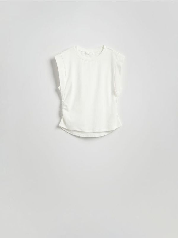 Reserved Reserved - Majica kratkih rukava s ukrasnim naborima - bijela