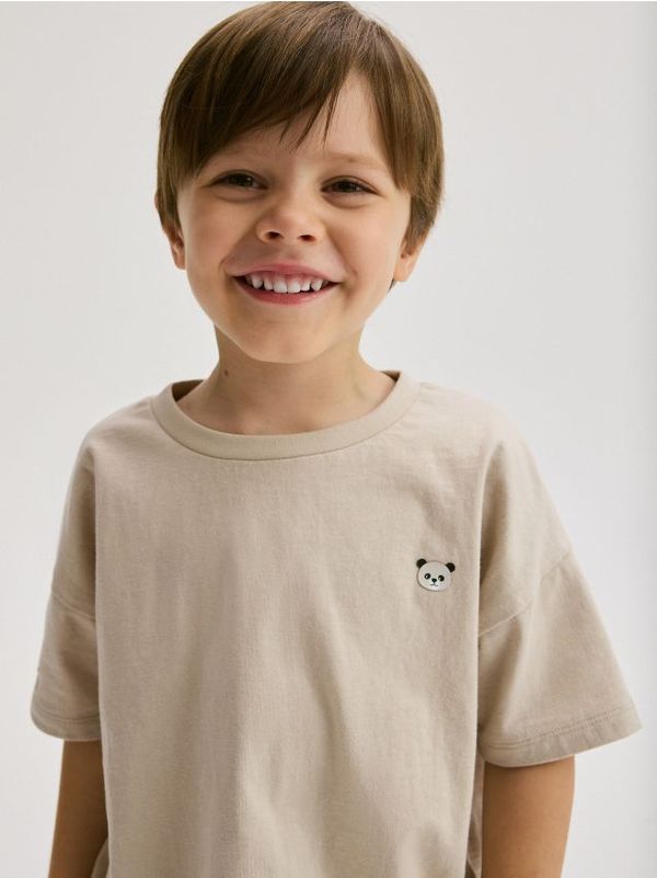 Reserved Reserved - Majica kratkih rukava s visokim udjelom pamuka - bež