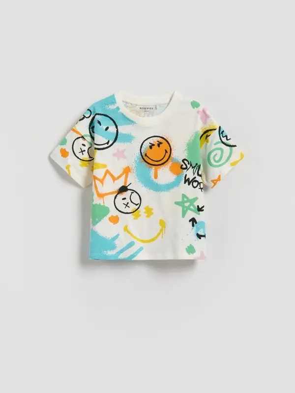 Reserved Reserved - Majica kratkih rukava SmileyWorld® - krem