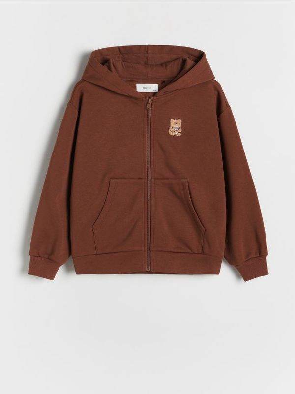 Reserved Reserved - Majica na patentni zatvarač s vezom - tamnosmeđe