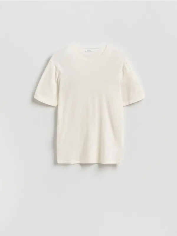 Reserved Reserved - Majica regular fit s lyocellom - bež