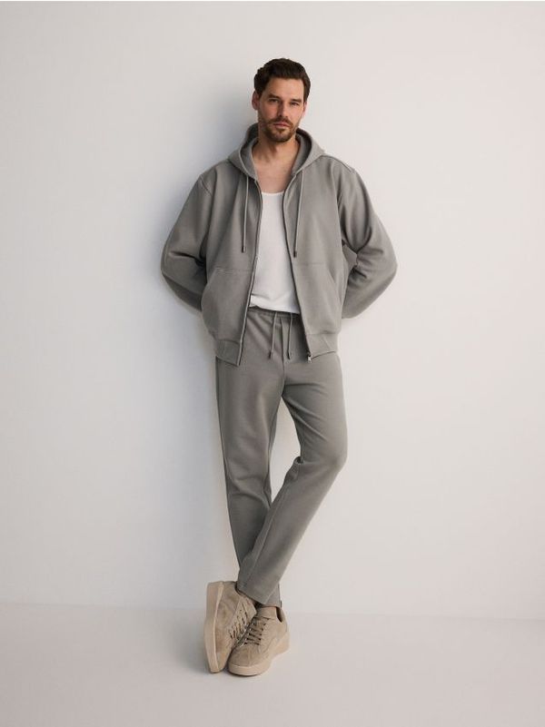 Reserved Reserved - Majica s kapuljačom na patentni zatvarač - bljedozeleno