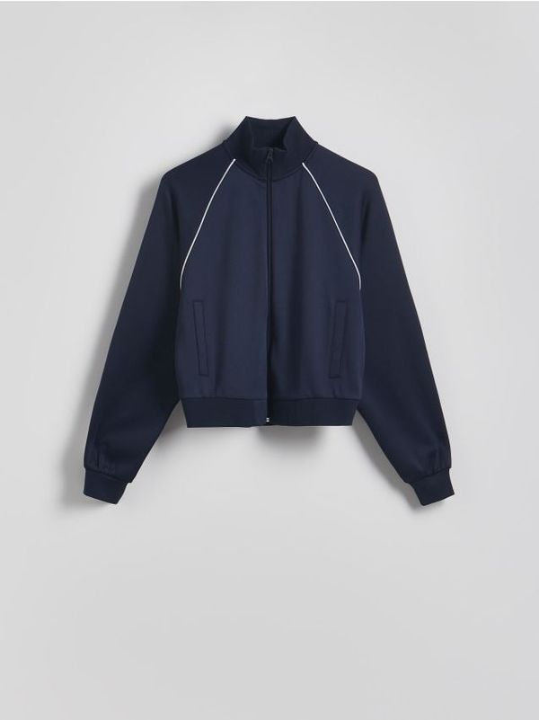 Reserved Reserved - Majica s patentnim zatvaračem i uspravnim ovratnikom - mornarsko plava