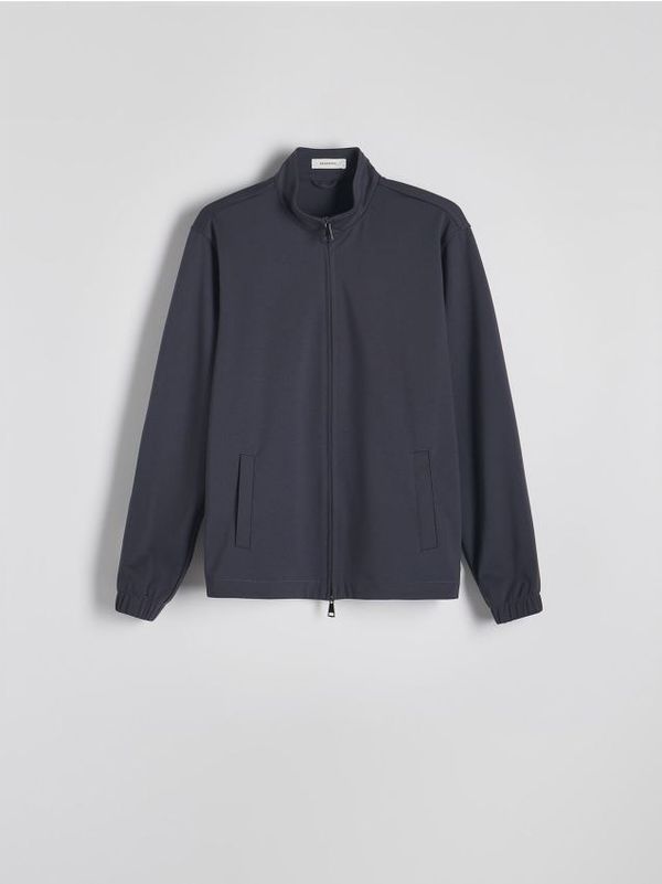 Reserved Reserved - Majica s patentnim zatvaračem i uspravnim ovratnikom - tamnosivo