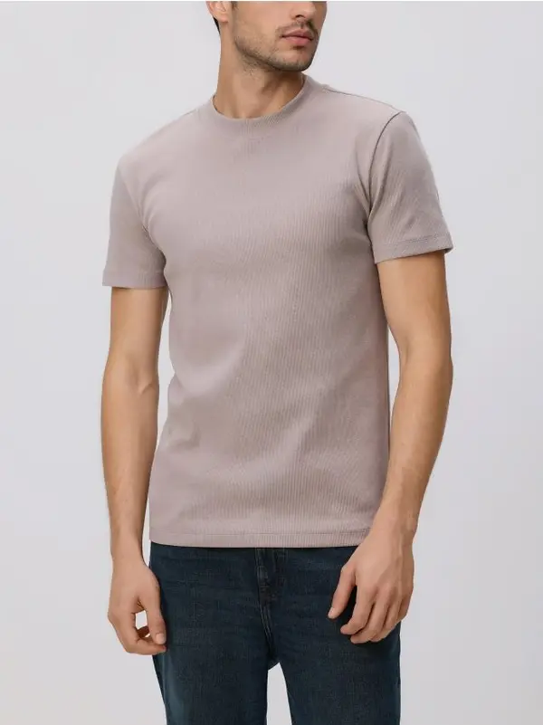 Reserved Reserved - Majica slim fit - svijetlo siva