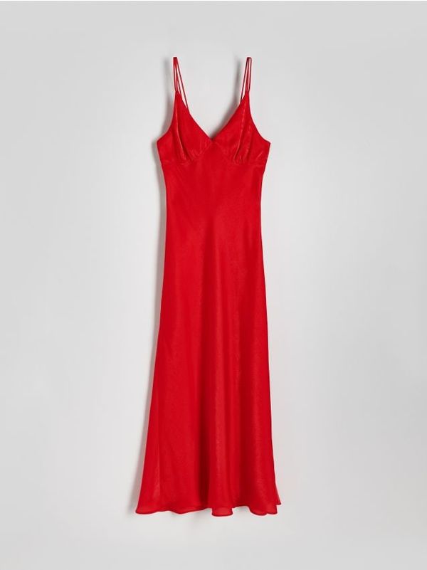 Reserved Reserved - Maxi haljina od satenske viskoze - crvena