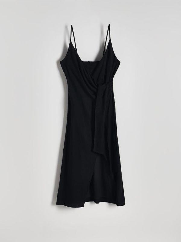 Reserved Reserved - Maxi haljina s mješavinom lana i visokim udjelom viskoze - crno