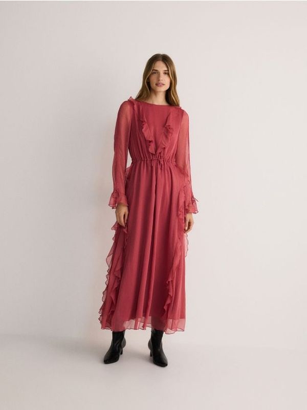 Reserved Reserved - Maxi haljina s volanima - prljavoroza