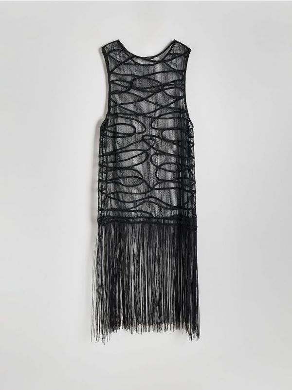 Reserved Reserved - Maxi haljina za plažu s resama - crno