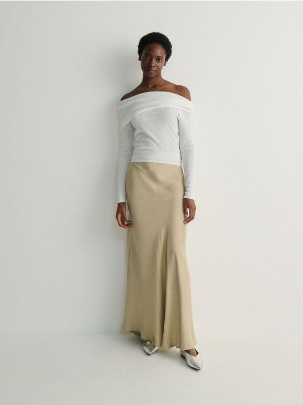 Reserved Reserved - Maxi suknja od viskoze - svjetlomaslinasto