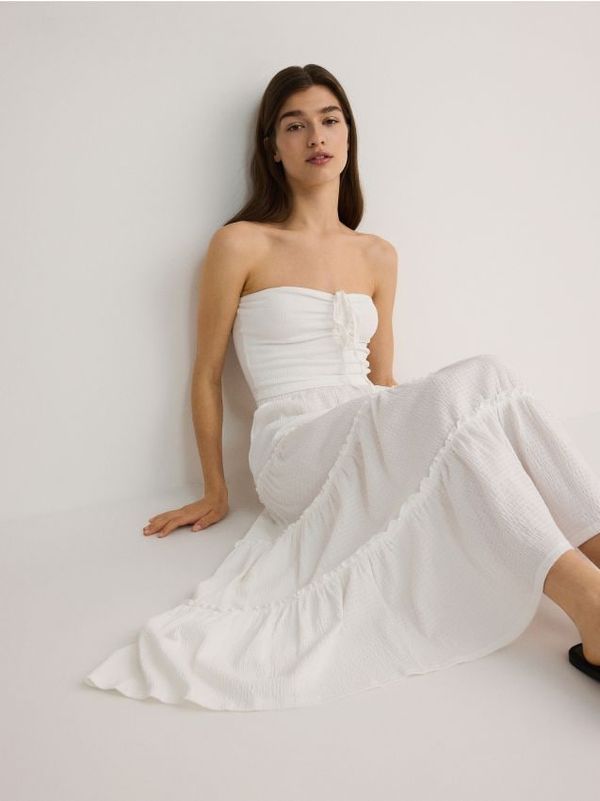 Reserved Reserved - Maxi suknja s volanima - bijela