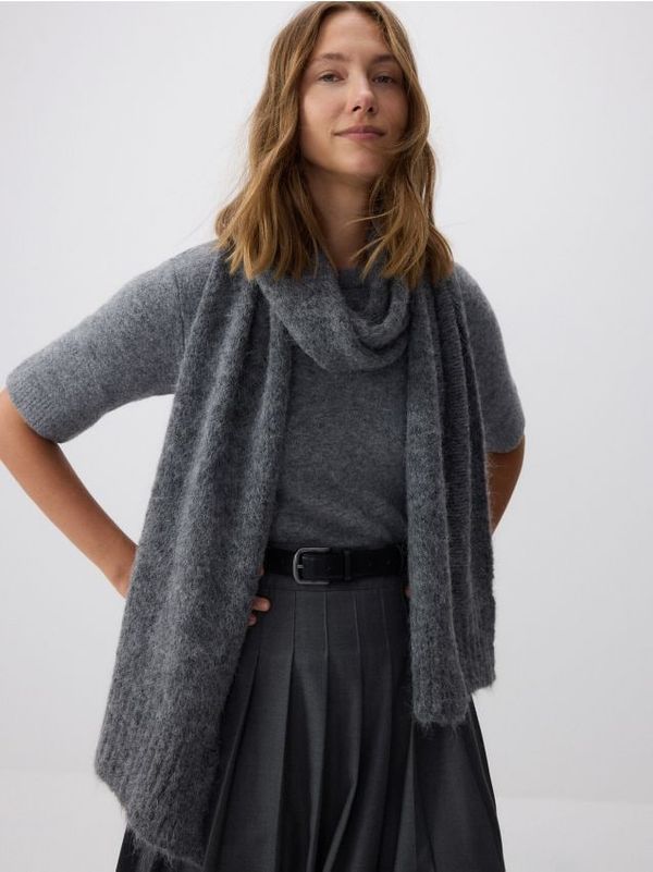 Reserved Reserved - Mekani šal od mješavine vune od alpake - tamnosivo