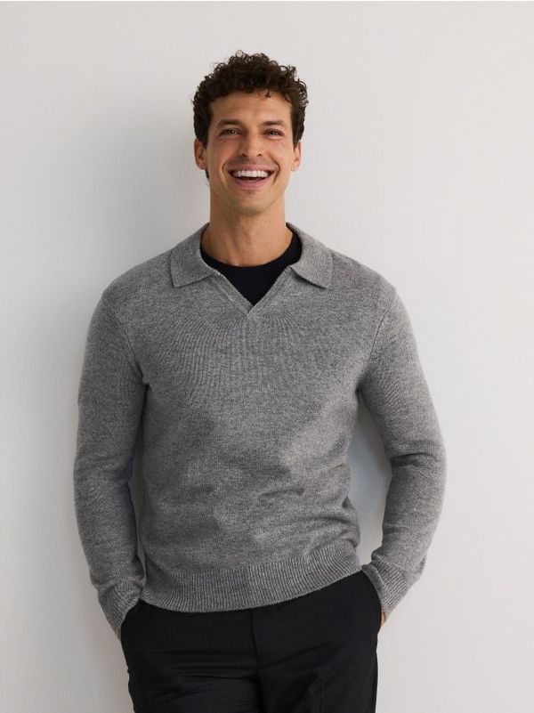 Reserved Reserved - MEN`S SWEATER - srednjesivo