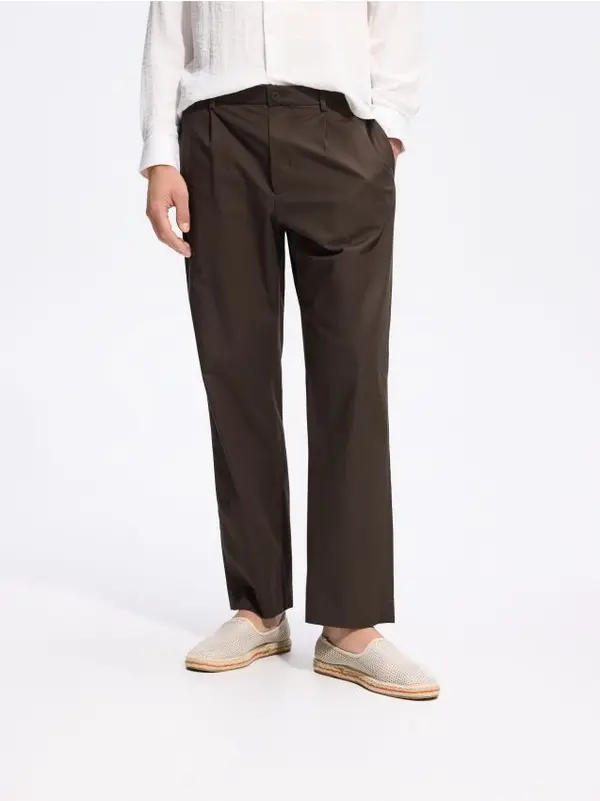 Reserved Reserved - MEN`S TROUSERS - tamnosmeđe