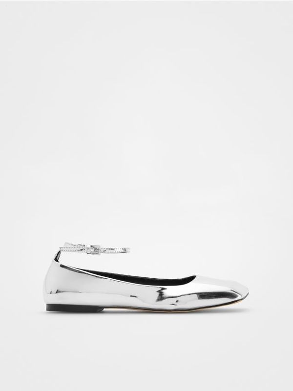 Reserved Reserved - Metalik balerinke s remenčićem - srebrna