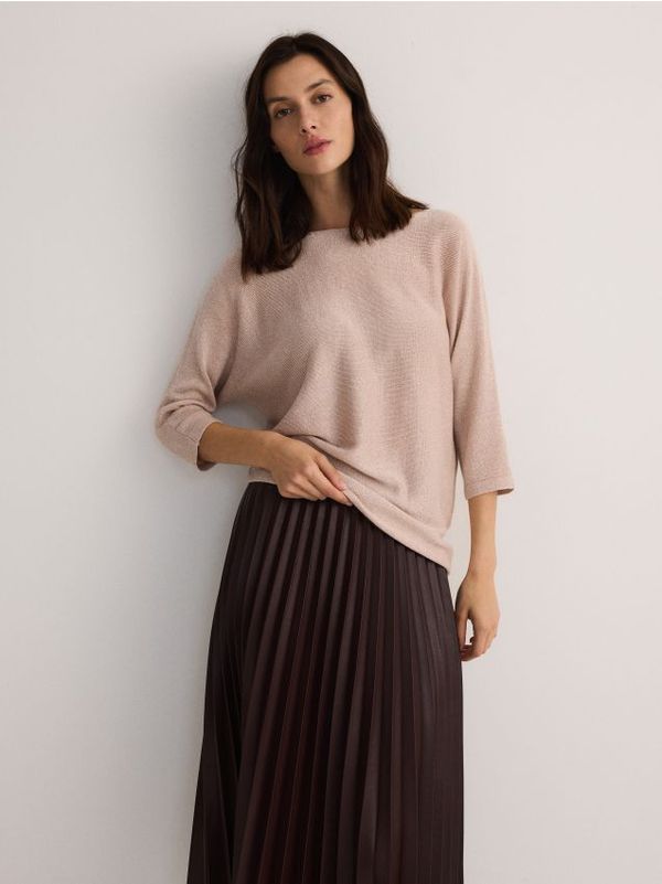 Reserved Reserved - Metalni pleteni džemper - roza