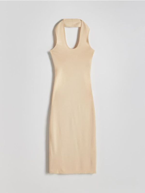 Reserved Reserved - Midi haljina s mješavinom viskoze - bež